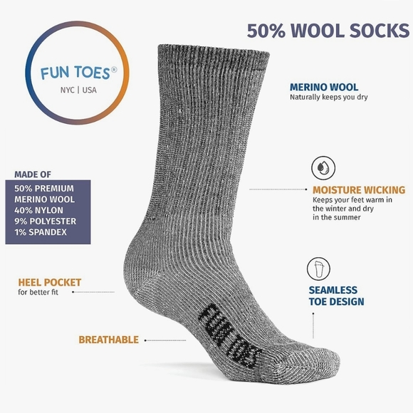 Fun Toes Quarter Cut Wool Socks - Picture 4 of 4
